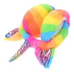Diadema de unicornio, diadema blanca, calentador de felpa, funda cómoda para niña, hombre, mujer, elegante