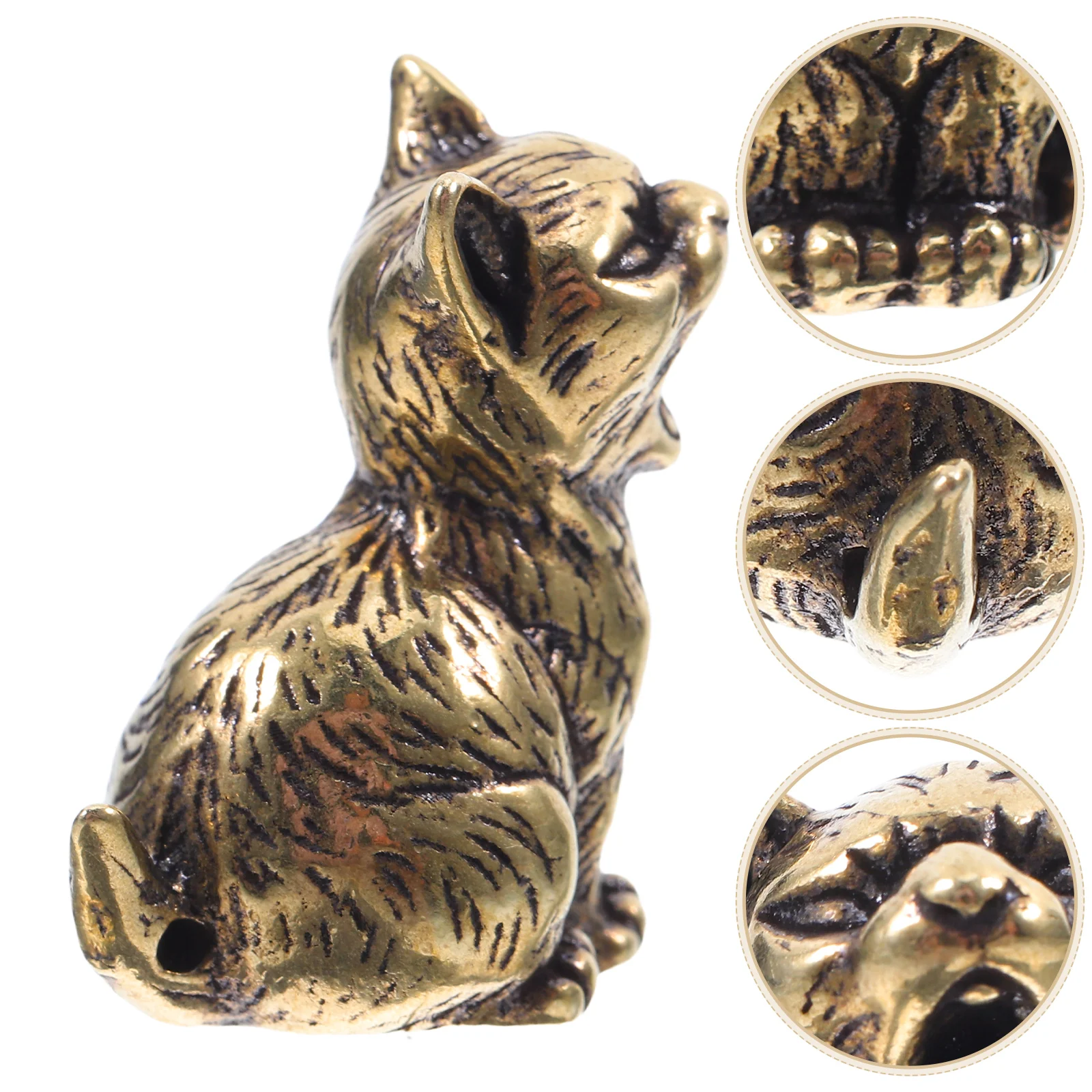 Vintage Decor Kitten Hanging Decoration Cat Jewelry for Women Simulated Pendant Decorate Necklace Brass Small Ornaments Golden