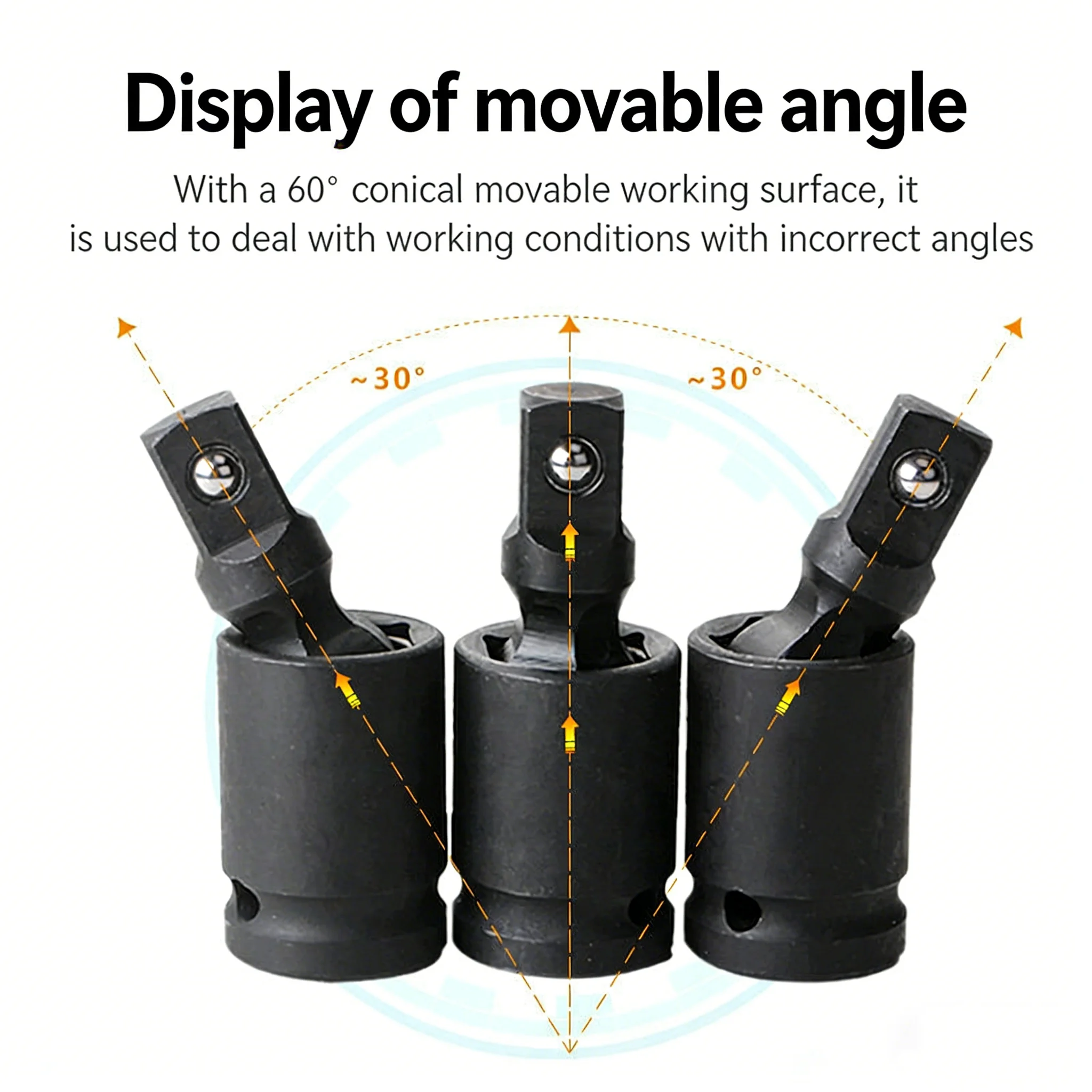 1/2 3/8 1/4 Inch Wobble Retractable Socket Adapter 360 Degree Swivel Knuckle Joint Air Impact for Pneumatic Wrench Tool - view 2