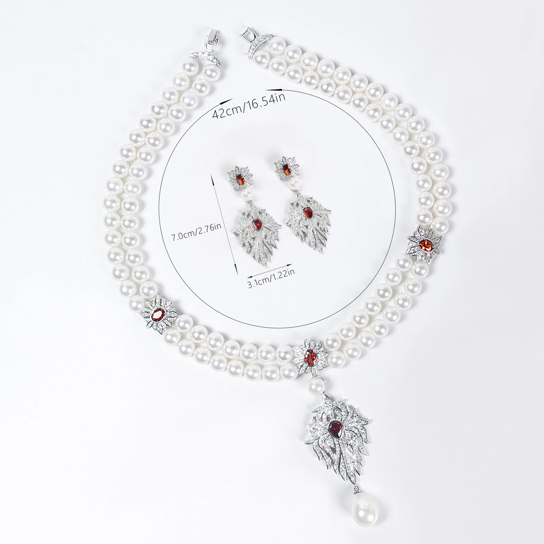 Moda de alta qualidade multi camadas pérolas maple leaf colar brincos 2 pçs conjunto jóias feminino festa casamento baile presente M-535