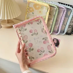 A6  Colorful Daisy Zipper Binder Photo Card Collection Book Postcard Organizer Diary Notebook School Stationery