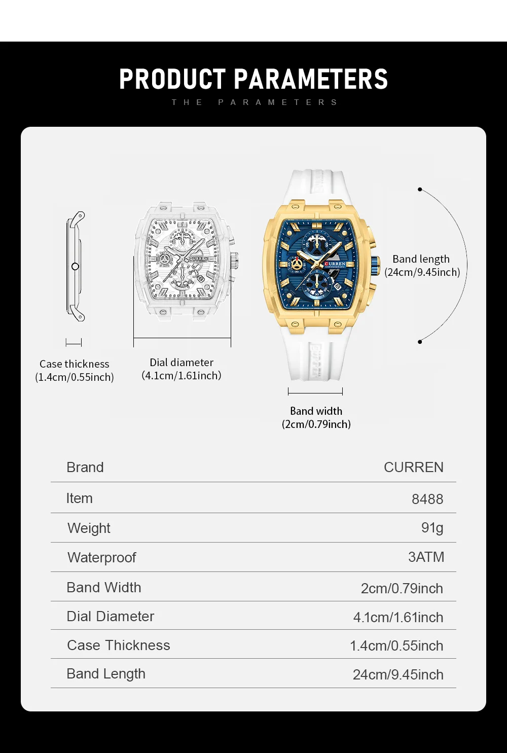 CURREN Herren-Chronograph Quarzuhr mit Leuchtzeigern und automatischer Datumsanzeige - für Business und Freizeit 8488 – Detail 1