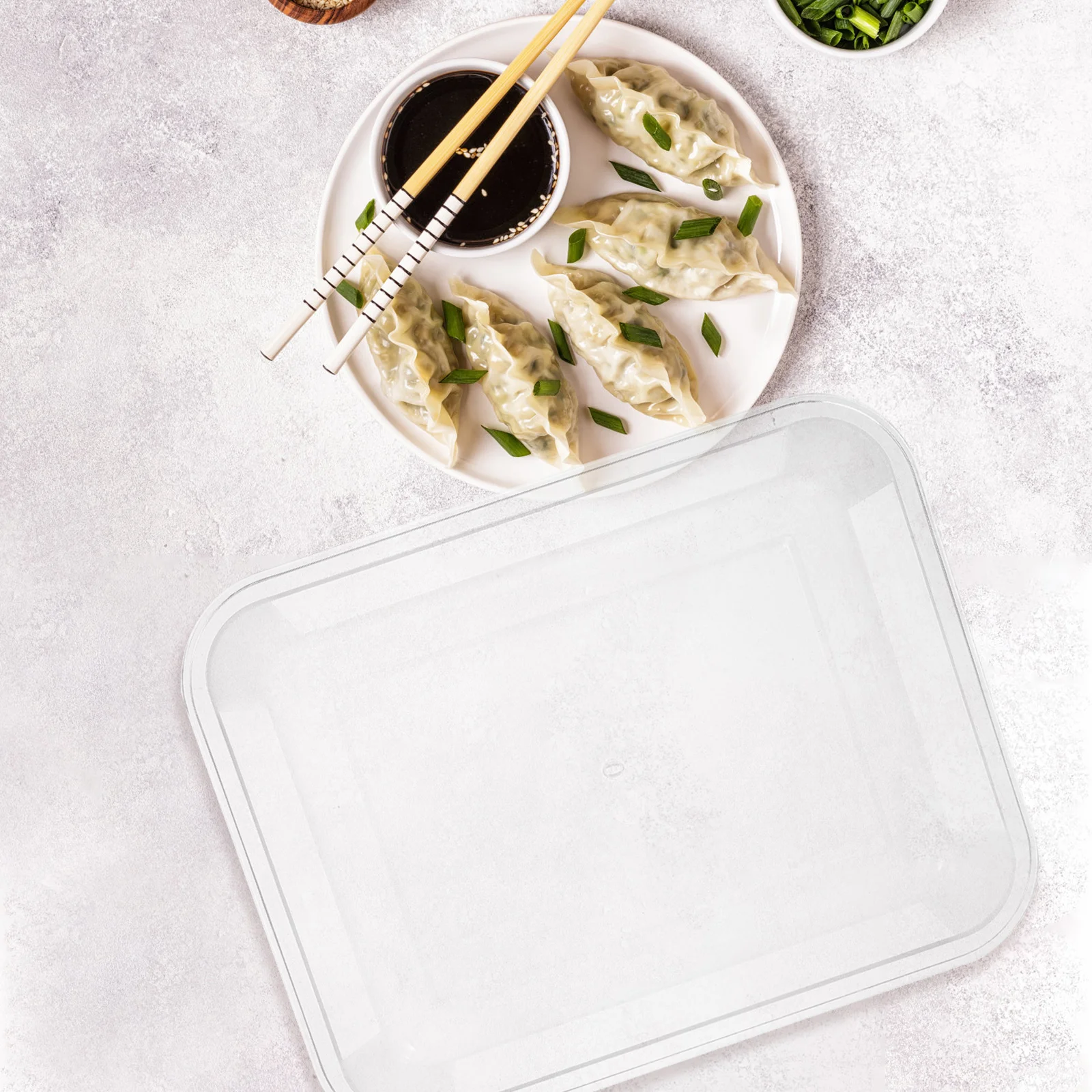 

1pc Acrylic Cold Dish Tray Transparent Storage Multi-Function Rectangular Dumplings Plate Kitchen Accessory Food Serving Frost