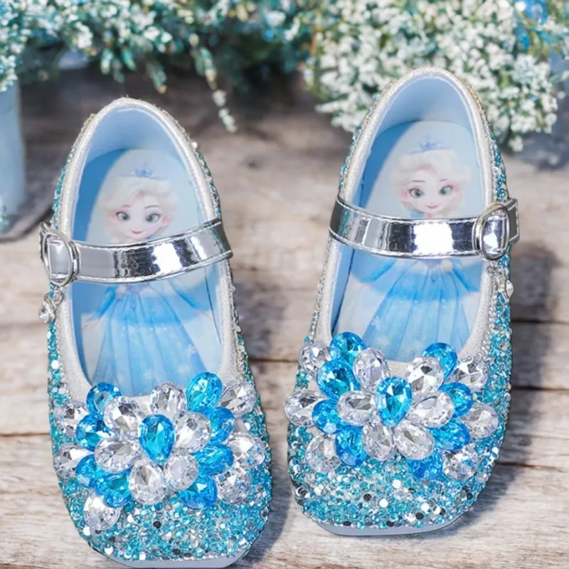 

Kids'Casual Shoes Elsa Princess Frozen PU Leather Sequin Crystal Spring Shoes Anti-slip Soft Bottom Purple Blue Size 23-34