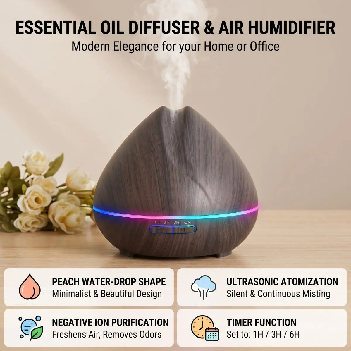 2026 New Upgrade Remote Control Humidifier Essential Oil Diffuser With 7 Color LED Humidificador Ultrasonic Aroma Diffuser