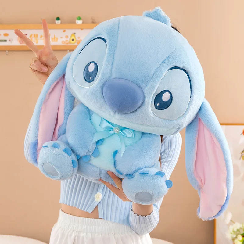 Disney Lilo & Stitch Plüschtiere, blaue Fliege, Kawaii-Anime-Plüschpuppen, Stitch, weich gefüllt, 25–85 cm, Geburtstagsgeschenke für Kinder