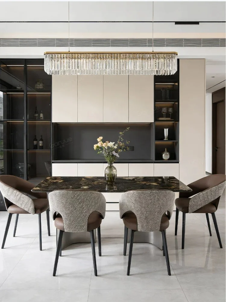 GZ-1  Dining Furniture Luxury Stone Dining Table Marble Rectangle Household Dining Table Set 6 Chairs Space Saving Furniture