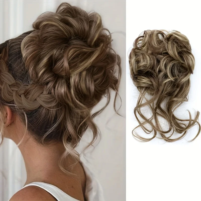 

Elegant Lady Synthetic Curly Donut Hair Extensions - Easy to Comb for Daily Wear and Christmas Parties