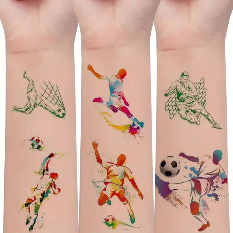 10pcs/lot Football Tattoos Temporary Waterproof Ball Trophy Fake Transfer Tatoo Kids Children Boy Girls Face Hand Party Tatuajes