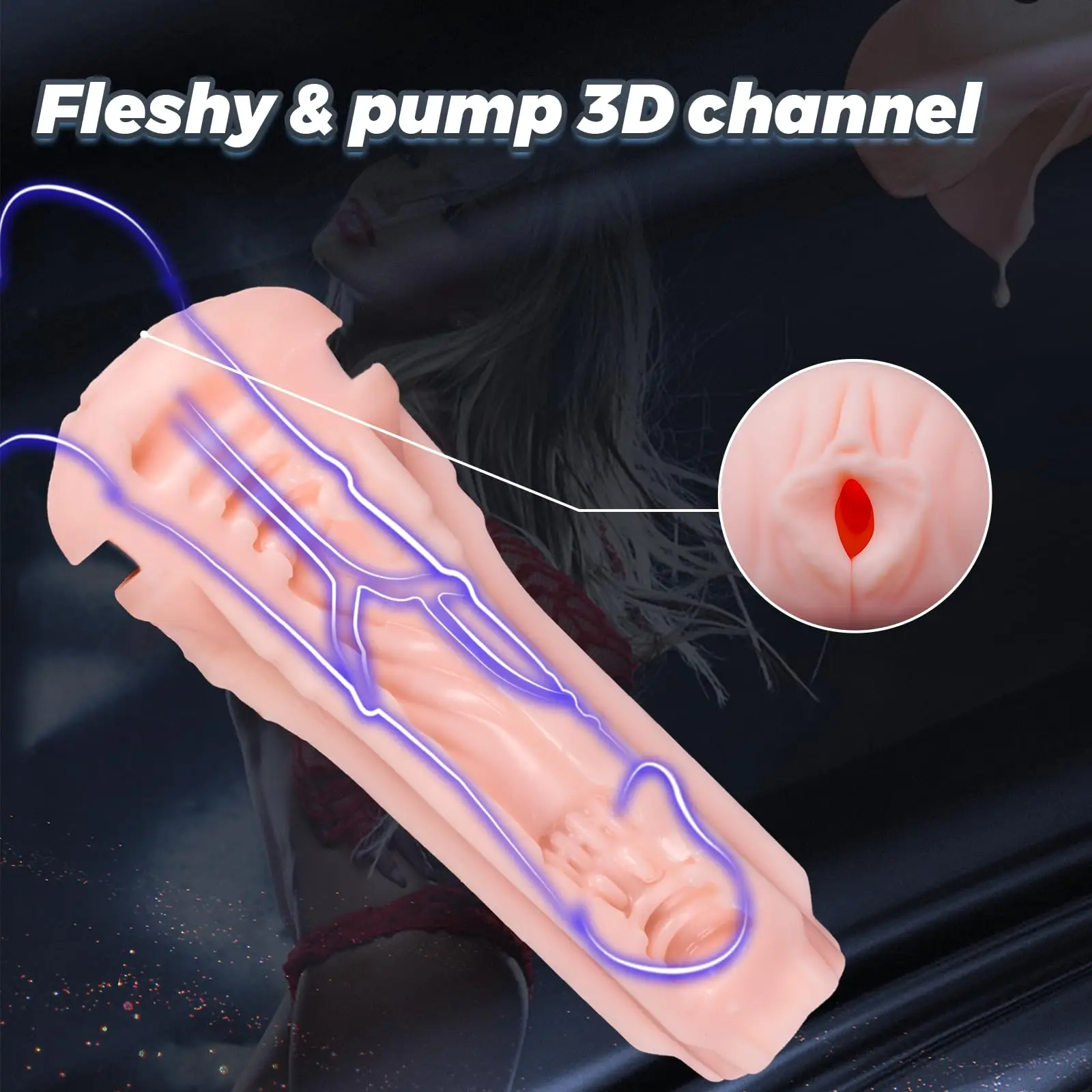 Male Device Pocket Cup, Men Adult Sex Toy with Safety Silicone 3D Soft and Realistic Hands-Free Suction Shell Texture for Stimul