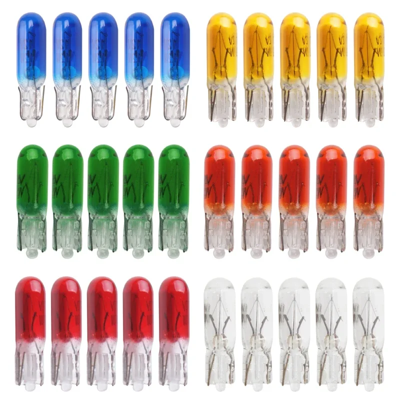 Blue/red/amber/yellow10pcs W2W T5 12v 1.2w car halogen lamp instrument lights Dashboard bulb auto interior light indicator light