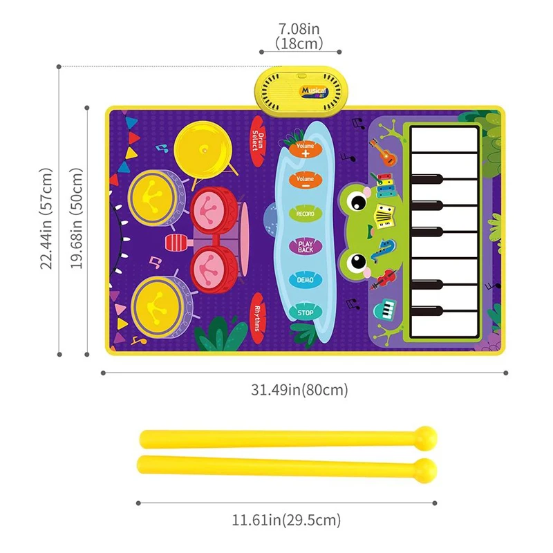 ベビーミュージカルピアノマット楽器サウンドベビープレイピアノマットモンテッソーリ知育玩具キーボードおもちゃ楽器