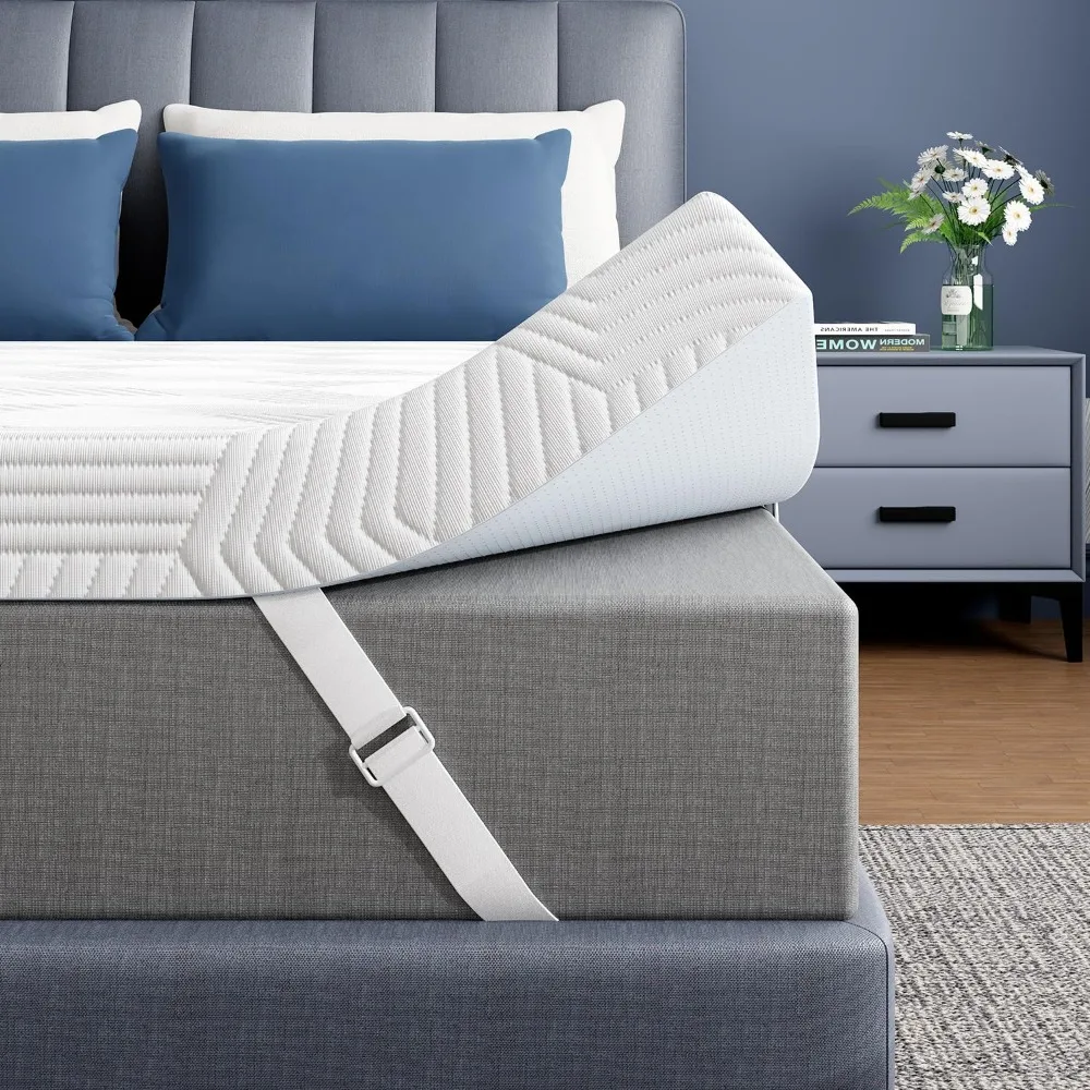 

2-дюймовый гелевый наматрасник из пены с эффектом памяти, наматрасник для снятия давления королевского размера для боли в спине, нескользящий дизайн с R