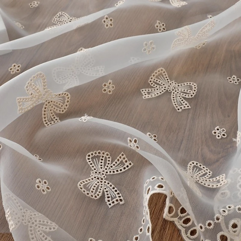 

Ткань из органзы с вышивкой и бантом, прозрачное драпированное платье, свадебное платье Ципао, детская одежда, мягкая роскошная модная ткань