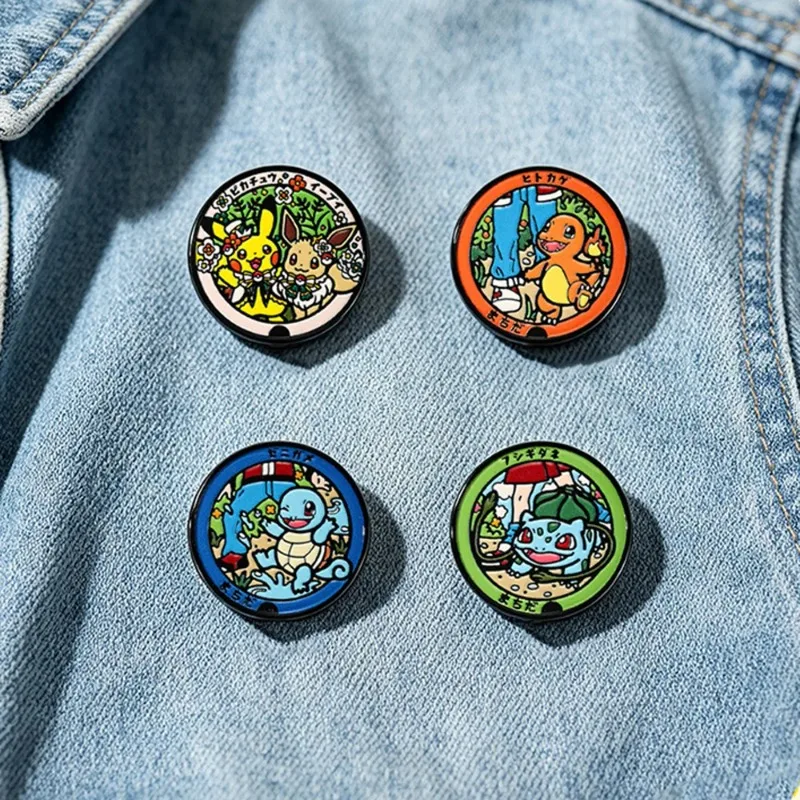 4Pcs Set Cute Pokemon Badges Eevee Monster Enamel Pins Elf Pikachu Charmander Brooch Lapel Pin Jewelry Gift For Backpack Clothes