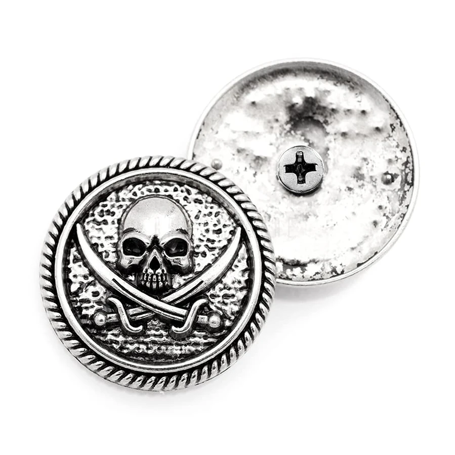 30mm Concho Pirate Skull Screw Back Coin Leather Craft Ornament Backpack Wallet Decorative Buckle