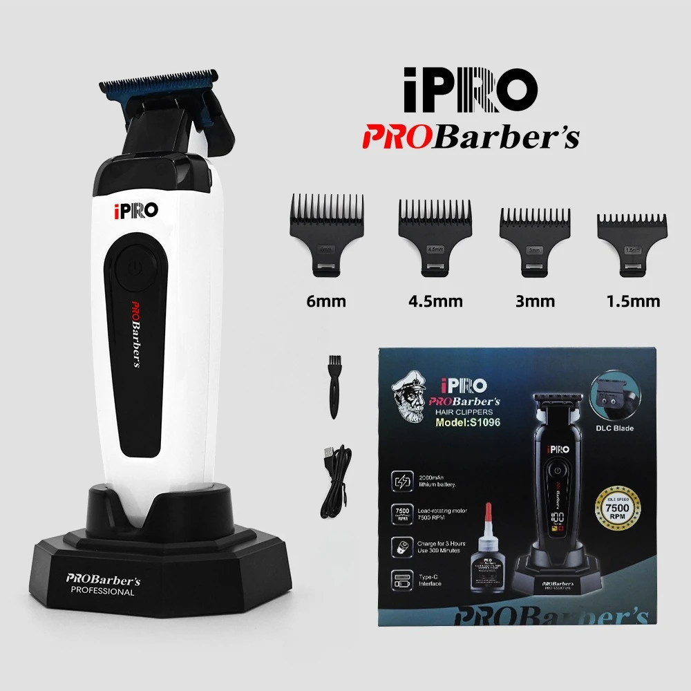 

IPRO 1096 Новые USB-триммеры для волос 7500 об/мин DLC лезвие пластиковая машинка для стрижки волос бесщеточный двигатель профессиональная салонная машинка для стрижки волос