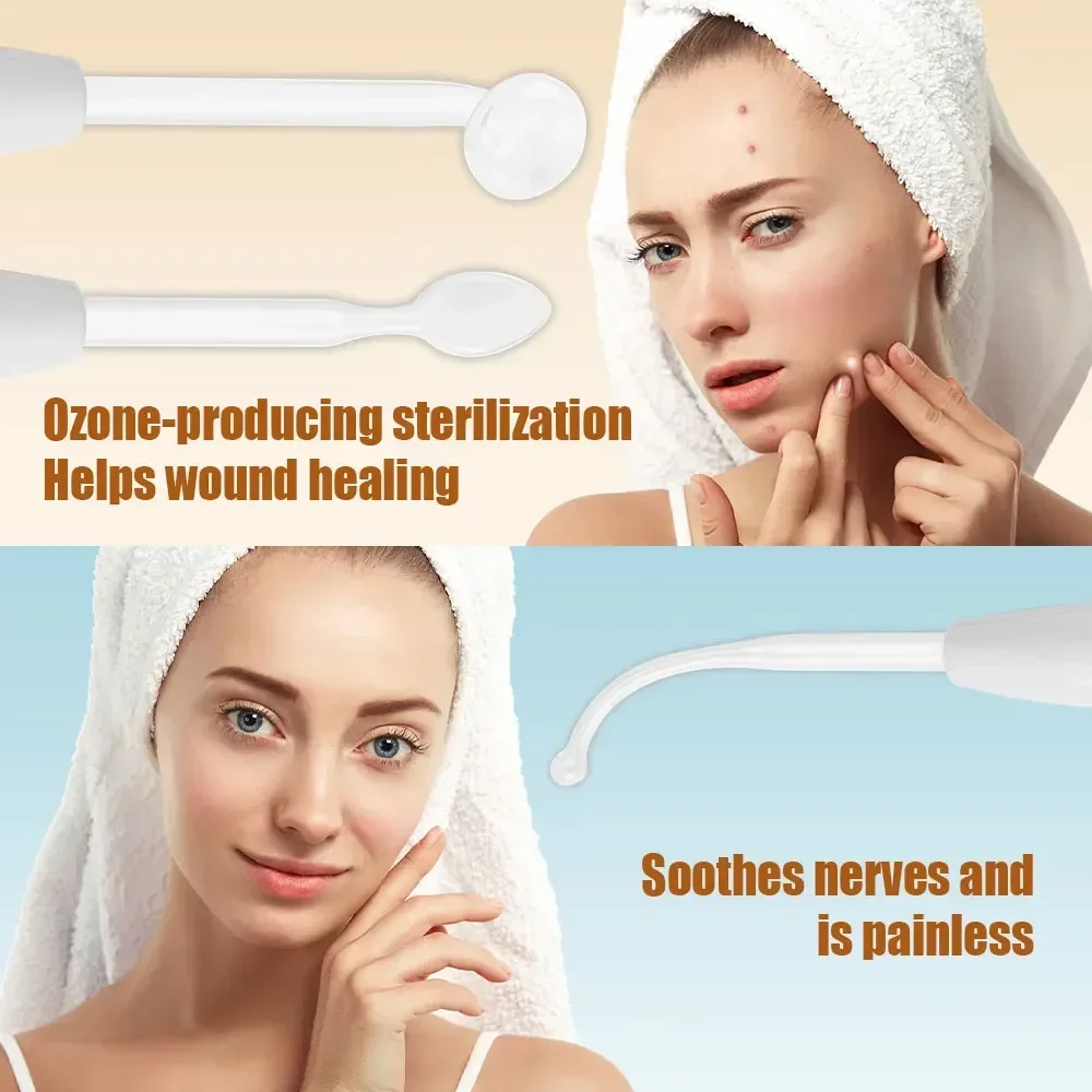 Portable Electrode High Frequency Facial Beauty Machine Electrotherapy Wand Glass Tube Face Cleansing Skin Tightening Device