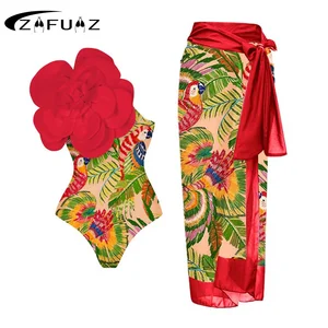 Zafuaz Sexy Swim 2024 Red 3D Flower Women High High Balkin Summer Beachwear push up bikinis 12 Main Sales Bikini Flower - №10