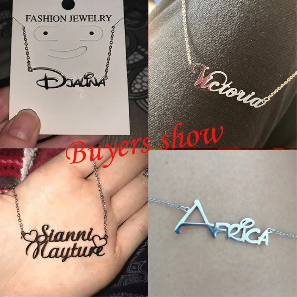 Personalized Stainless Steel Name Necklace Letter Custom Pendant Gold Plated Jewelry Initial Name Choker Men Chain Couple Gift