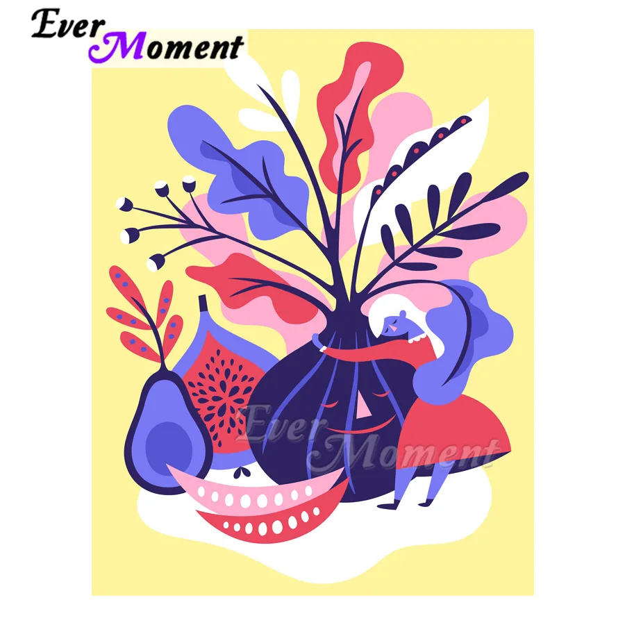 

Ever Moment алмазная живопись ваза для цветов груша девушка полная квадратная картина горный хрусталь Алмазная вышивка крестиком ASF1924