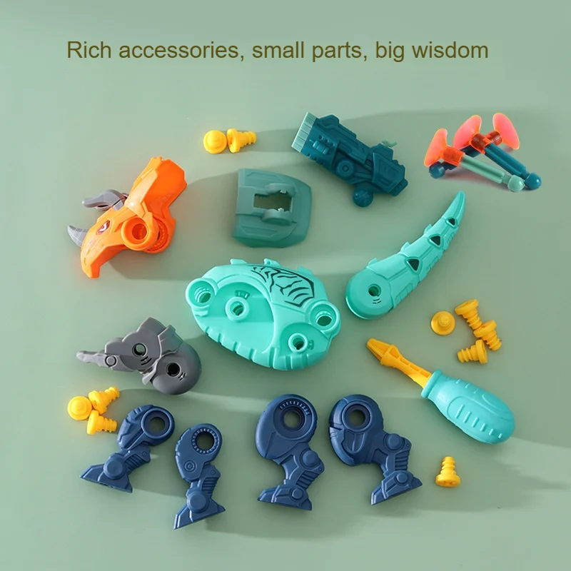 1pc six dinosaur firing guns optional new firing guns disassemble Dino eggs children diy educational toys assemble Gimmick view 3