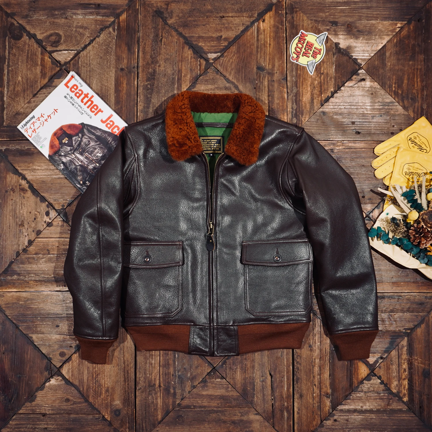 

Tailor Brando Classic M422 Uncoated Goatskin G1 Aviator Jacket Vintage Men's Warm Winter Genuine Leather Jacket