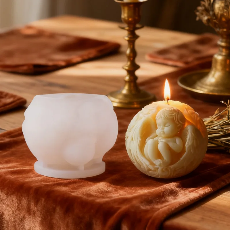 الملاك الطفل سيليكون قالب شمع لتقوم بها بنفسك دمية الملاك الروائح الغذاء الصف سيليكون قالب شمع الراتنج الحلي ديكور المنزل #2