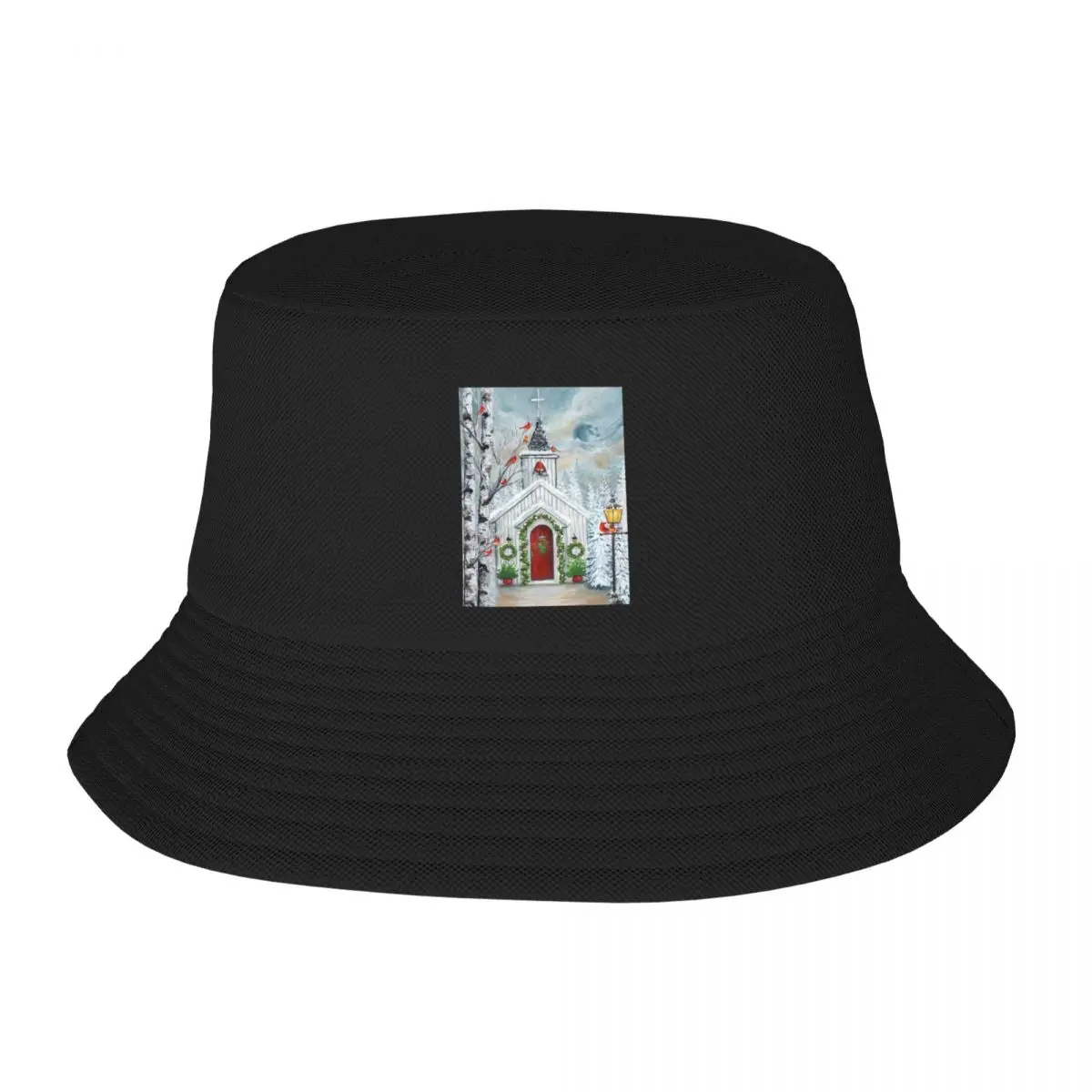 

Christmas Country Church Bucket Hat Bobble Hat Custom Cap Golf Cap Trucker Hats Hats Man Women's