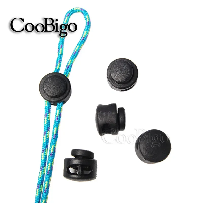 10 Uds. Tapón de bloqueo de cordón de plástico Clip de palanca sujetador de cordón para bolso mochila accesorios de cordón de ropa tamaño negro 15mm x 14mm