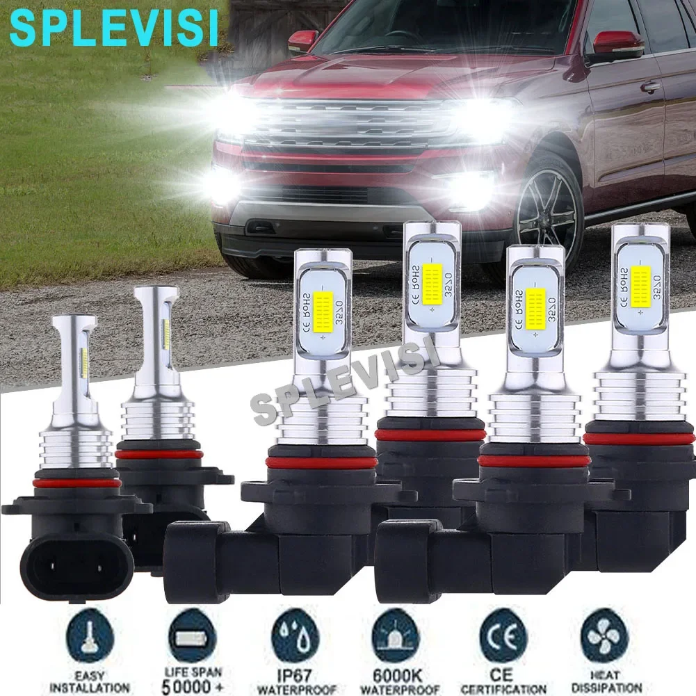 

LED Headlight Fog Light Hi Low Beam Bulbs White For Ford Expedition 2003 2004 2005 2006 Explorer 2004 2005 luces led para auto