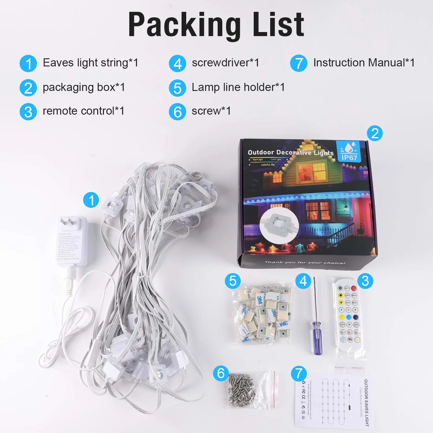 10M/15M/30M Eaves Lighting Outdoor Smart Rainbow Led Permanent DIY Remote Control Waterproof RGB String Light Christmas Decor