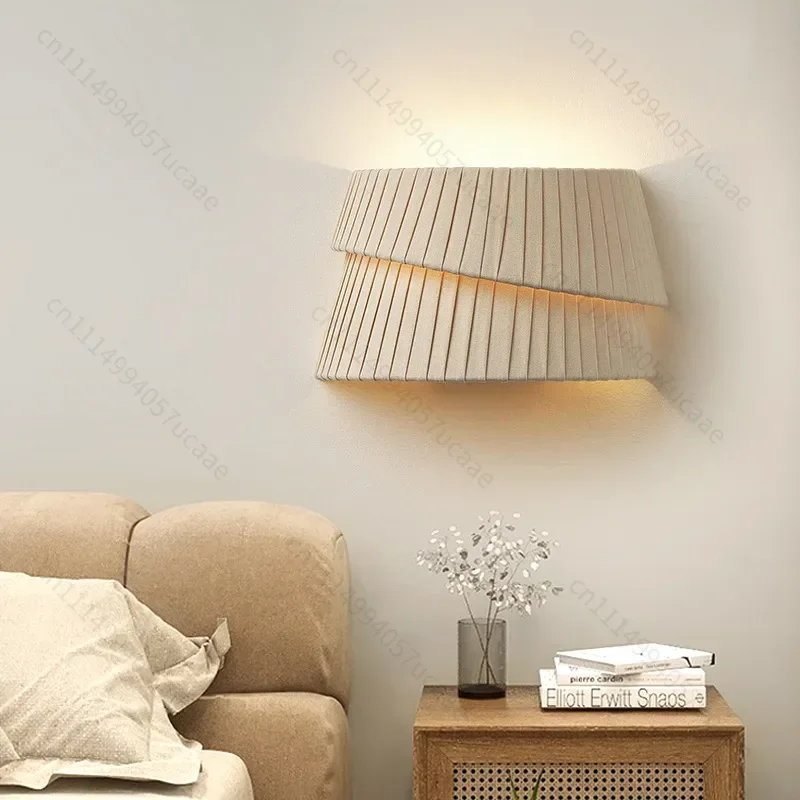 French cream style chandelier Wabi Sabi Led Pendant Lamp for Living Dining Room Bedroom minimalist Handmade Fabric pendant lamp