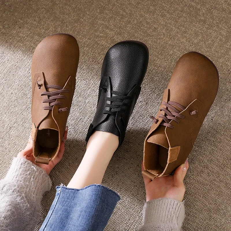 Careaymade-Genuine Leather Soft soled wider toe women's shoes,top layer cowhide casual comfortable Flat bottomed women shoes