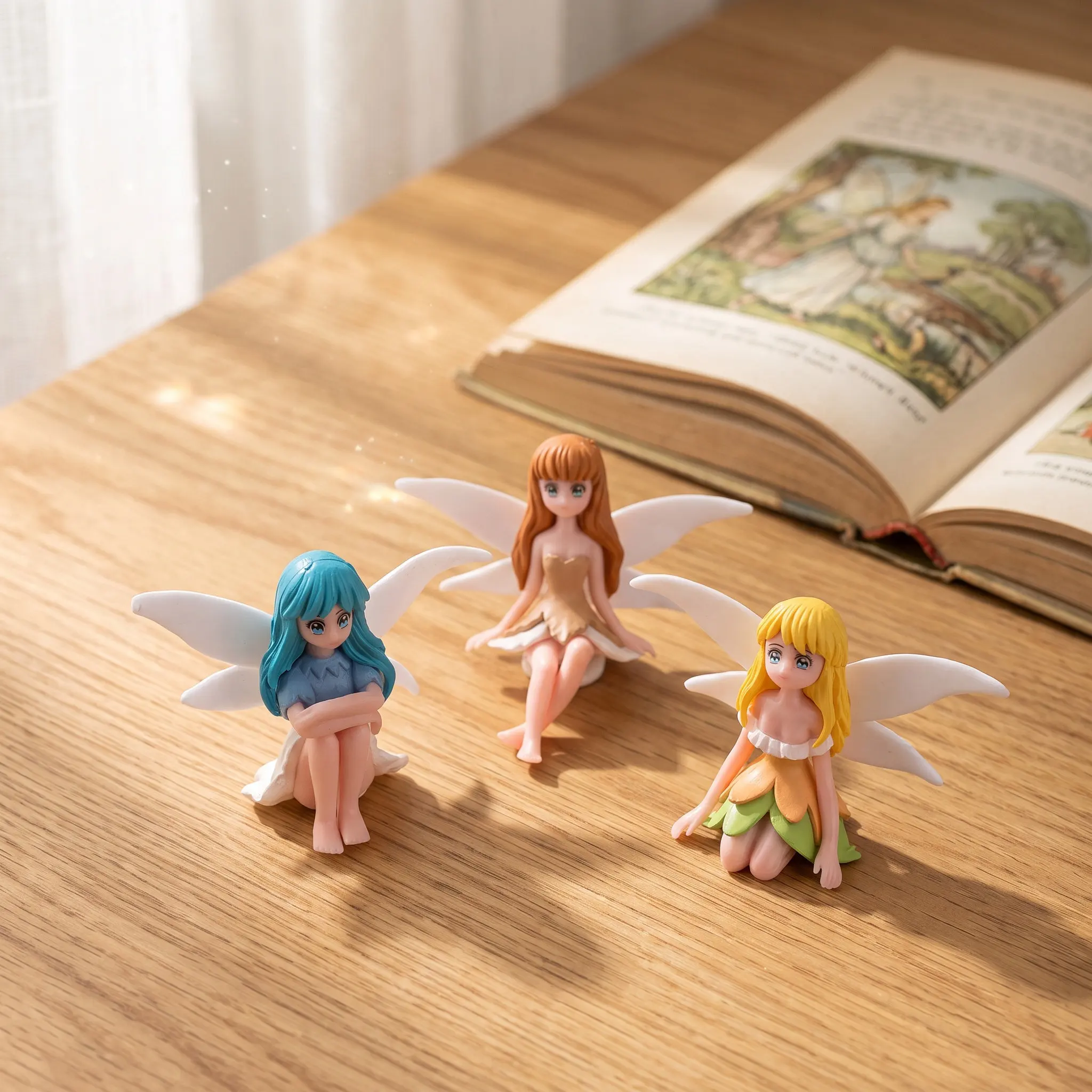 3Pcs Plastic Garden Fairy Decoration Flower Fairy Statue Set for Desk Yard Desktop Ornament Charming Outdoor Landscaping Decor