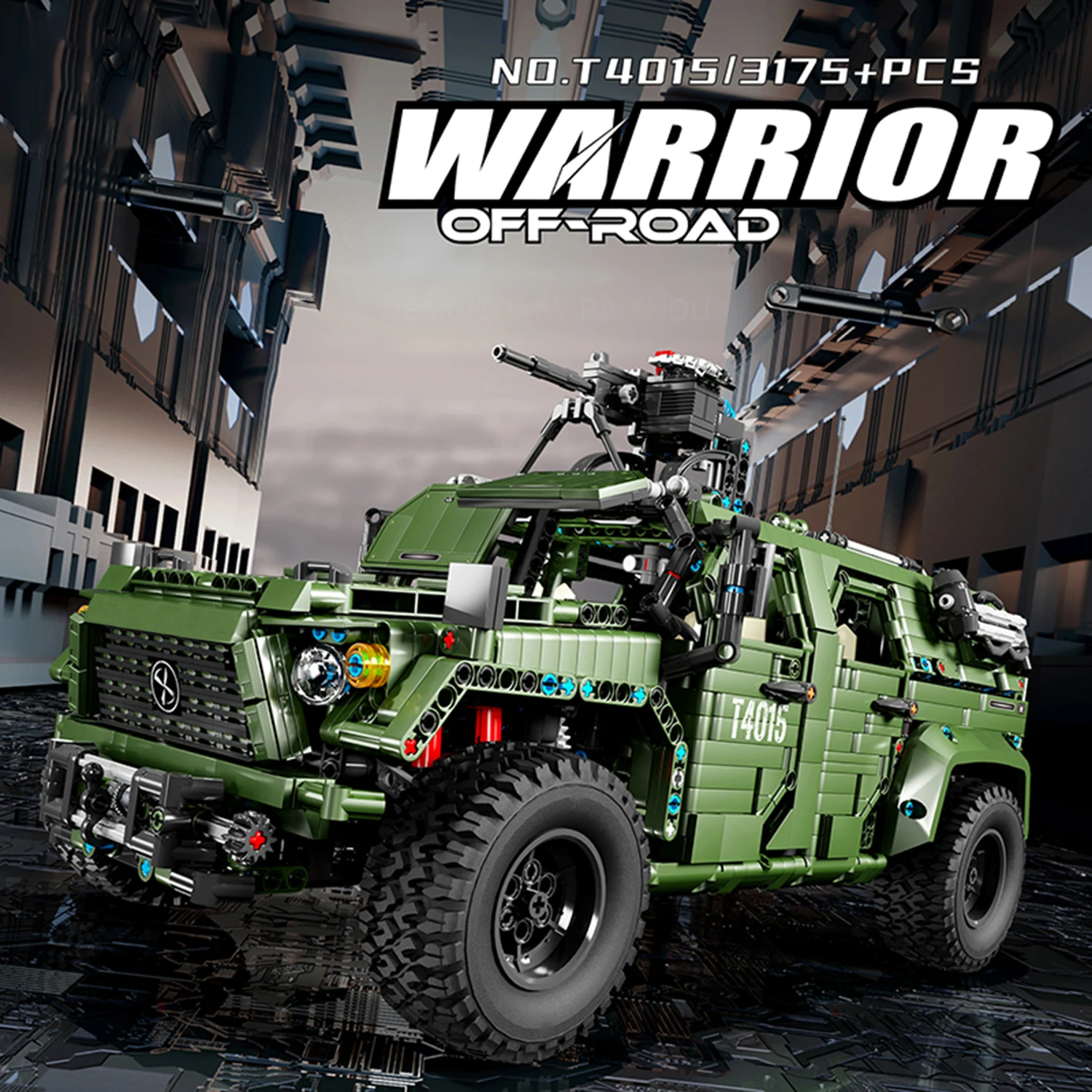 3175PCS Army Green Jeep Building Blocks Toys Model Large Size Jeep Assemble Puzzle Bricks Toy Sets For Kid Ornament Gifts