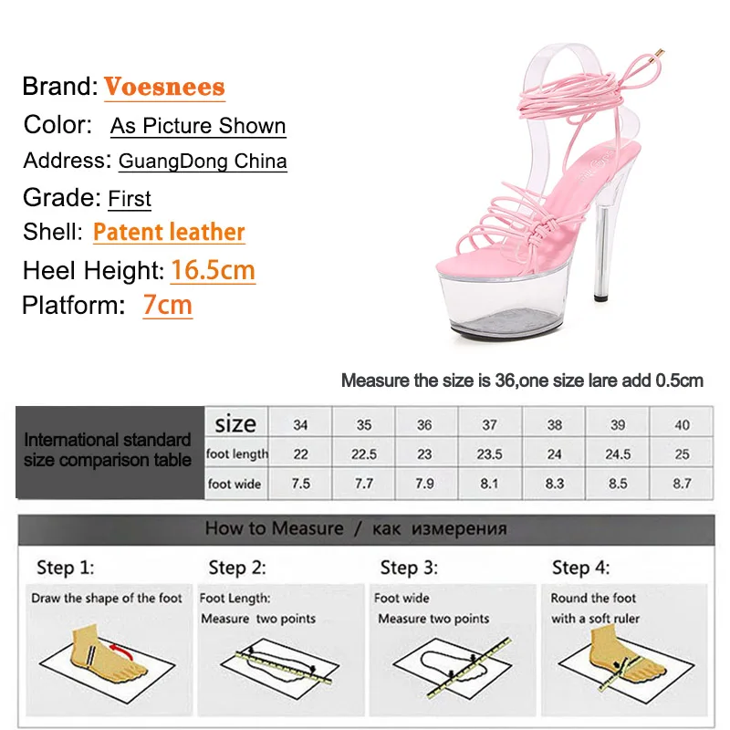 European And American Lace Up Rope High Heels Pumps Transparent Platform Nightclub Women\'s Shoes Large Size Model Show Sandals