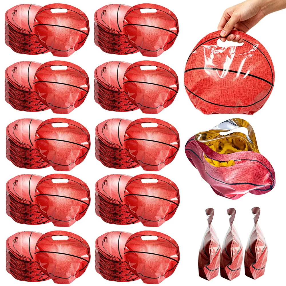 5-50pcs Basketball Shape Sealed Bag Candy Snack Treat Bags Sport Theme Birthday Party Favor Gift Packaging Supplies