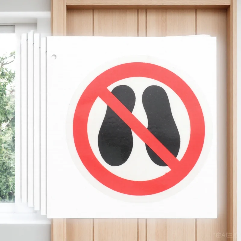 

6pcs No Stepping On Surface Stickers Round Warning Decal Safety Label For Dangerous Equipment Room Adhesive Vinyl Caution Decals