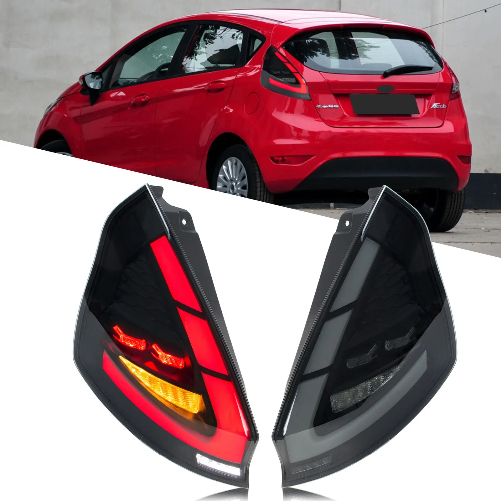 Led-achterlichten Voor Ford Fiesta MK7 MK7.5 V 2008-2020 Start-Up Animatie Sequentiële Richtingaanwijzer Achterlichten montage