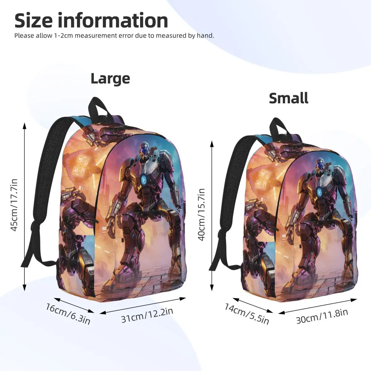 Futuristic Cyberpunk Robot Warrior Emerging Backpack Student BookBag Kids School Bag Computer Shoulder Bags for Boys Girls