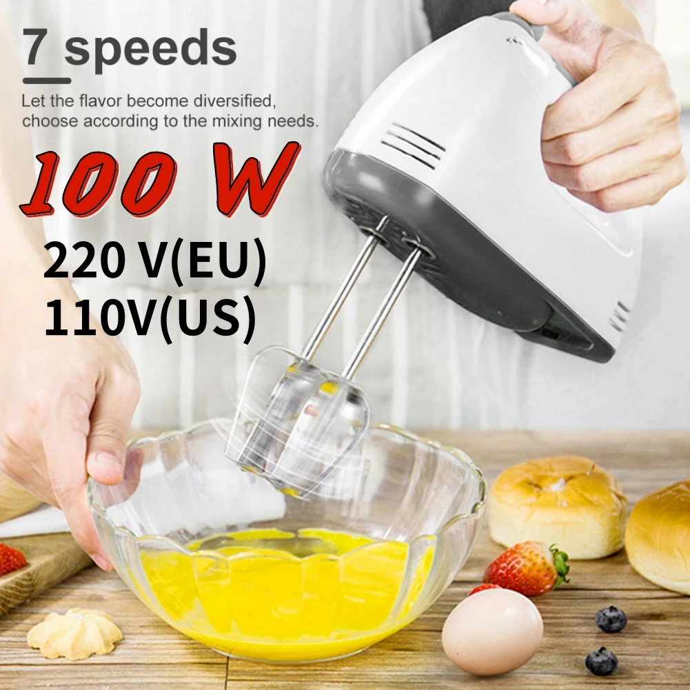 Batidora de mano inalámbrica para cocina, máquina de espuma de leche, agitador eléctrico de 100 W, 7 velocidades