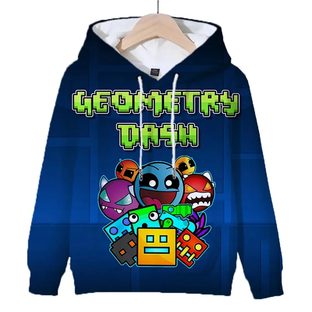 Kids Geometry Dash Hoodies 3d Printed Cartoon Game Girls Boys Hoody Sweatshirts Children Pullovers Coat