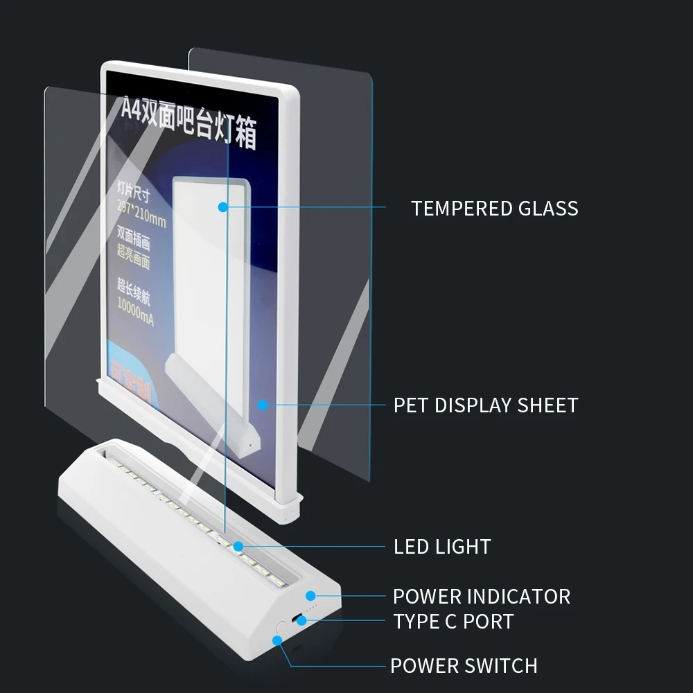 Imagem -06 - Sinal de Luz Led Lightbox Business Iluminação Publicitária Poster Led Exibição do Menu a4 Personalizado