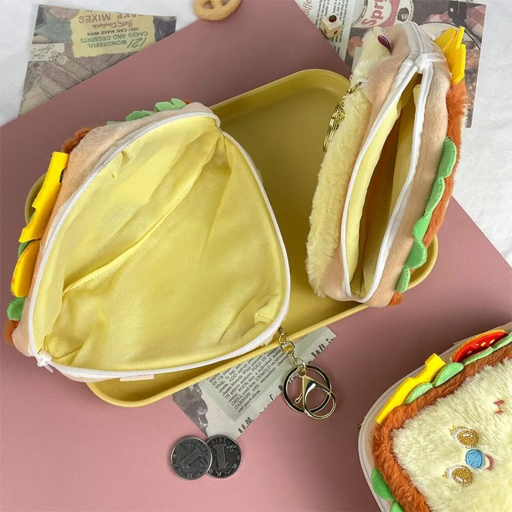 

Bag Hanging Pendant Hamburger Sandwiches Storage Bag Cartoon Portable Zero Wallet Kawaii Princess Plush Small Purse Kids Gifts