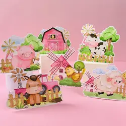 Pink Farm Animals Paper Ornament Girls Birthday Party Decoration Farm Theme Party Supplies Kids Birthday Baby Shower Decoration