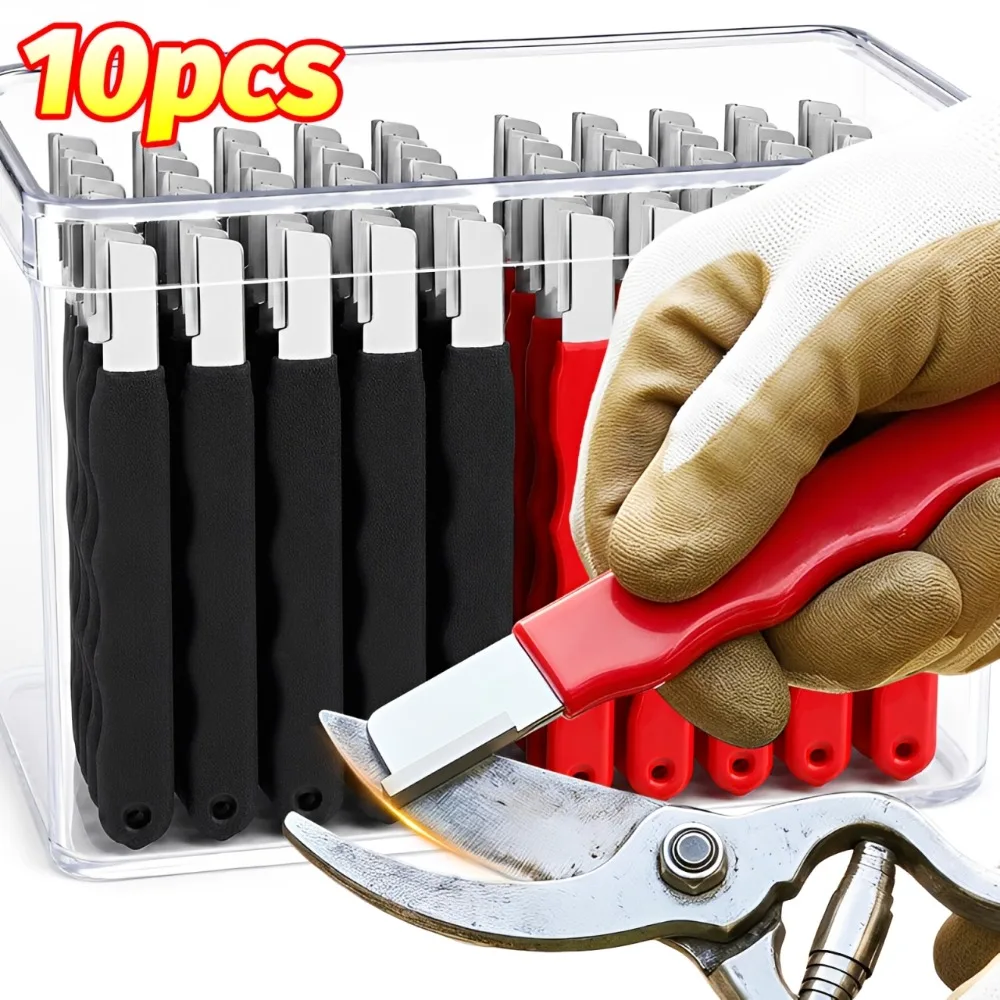 10/1x Portable Quick Sharpener Manual Knife Grinding Stone Steel Sharpener with Lid for Axe Scissors Pocket Kitchen Garden Tools