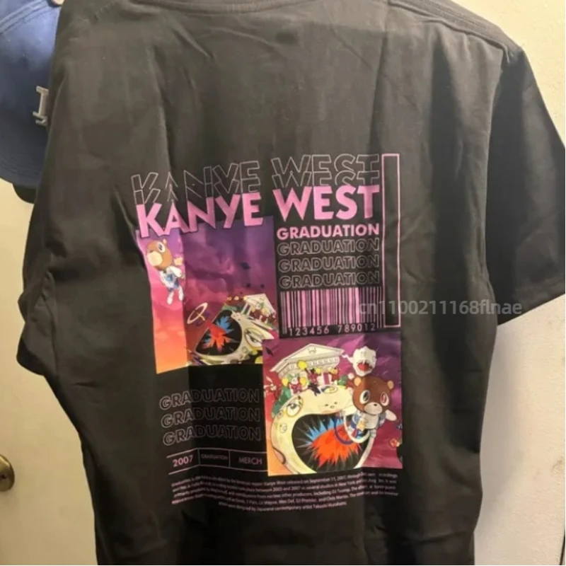 새로운 스트리트 댄스 의상 탑, 유니섹스 양면 프린트 티셔츠, 스트리트 캐주얼 무대 공연 의상, 테디 베어 탑