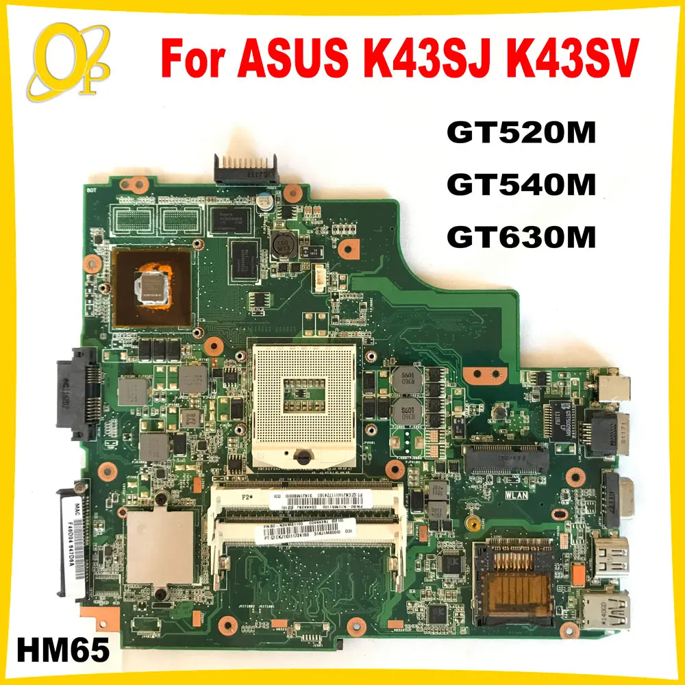

Системная плата ноутбука K43S Материнская плата ASUS K43SJ K43SV K43SM A43S X43S K43S с GT520M GT540M GT630M GPU HM65 DDR3 полностью протестирована