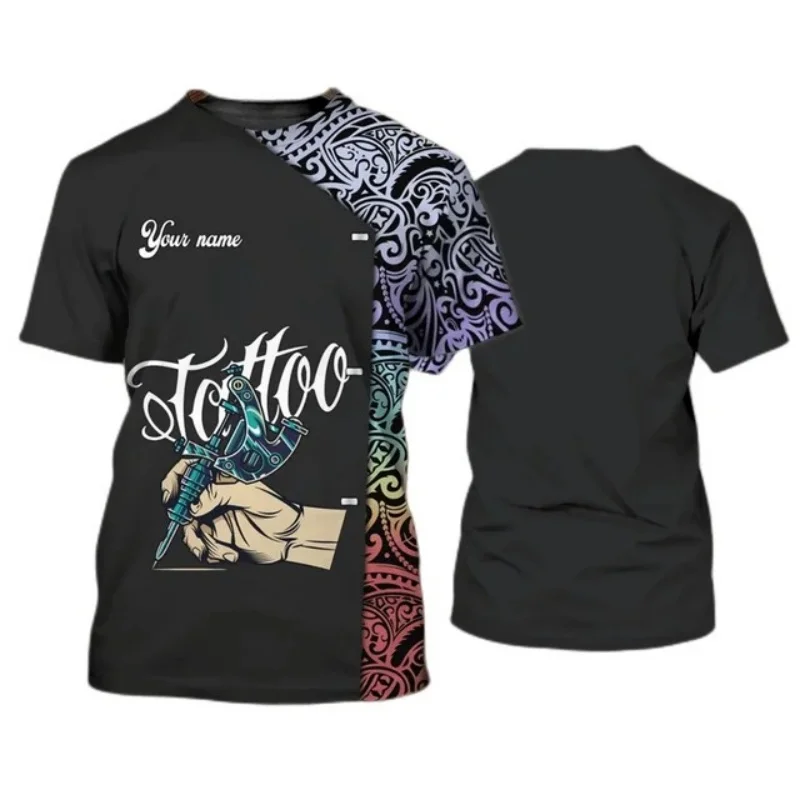 

Красочная футболка с татуировкой для мужчин, футболки с 3D принтом по индивидуальному заказу, Harajuku, мешковатые уличные топы с короткими рукавами, детская футболка